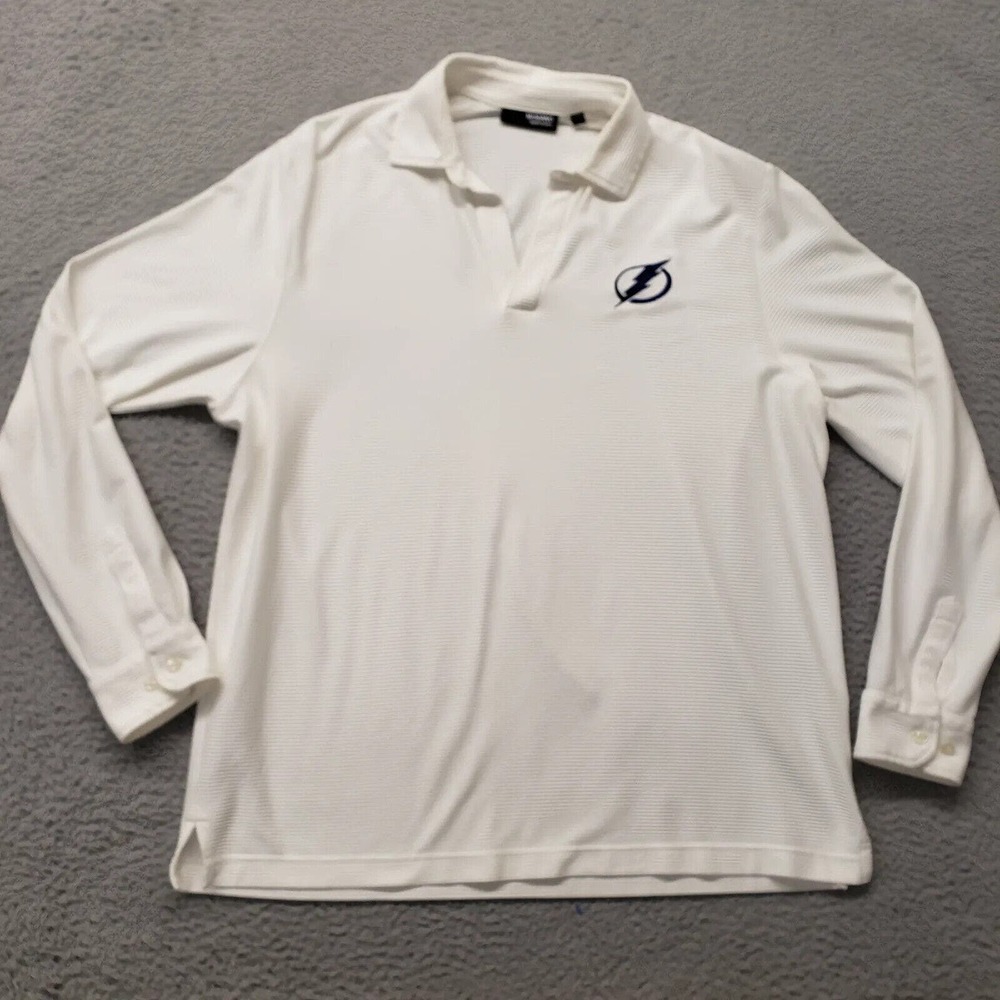 Murano Shirt Mens Large‎ Ivory Tampa Bay Lightning NHL Hocket Bolt Logo Casual